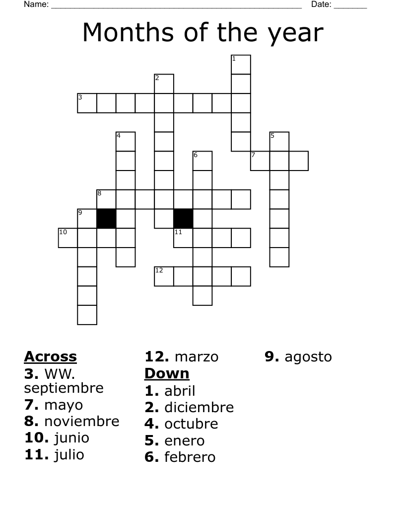 Months Of The Year Puzzle Worksheets