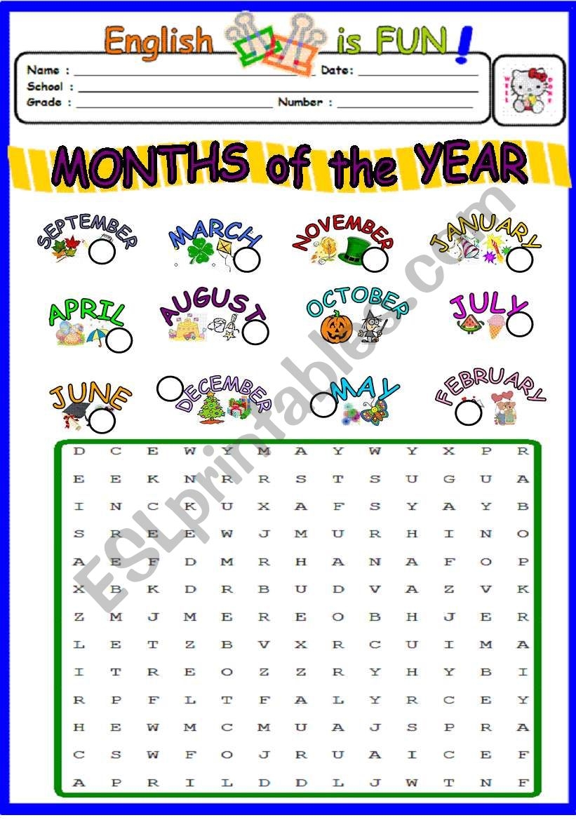 Months Of The Year puzzle ESL Worksheet By Bburcu