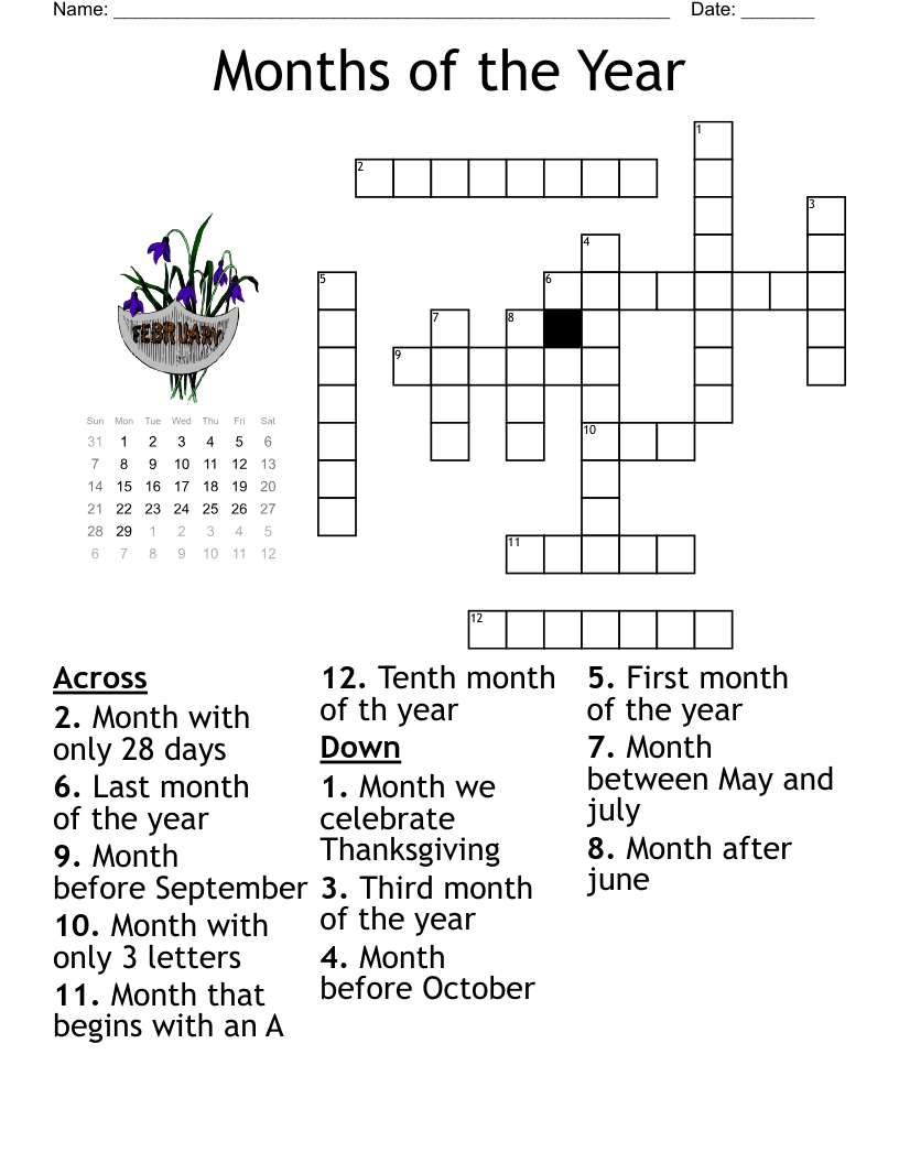 Months Of The Year Worksheet WordMint