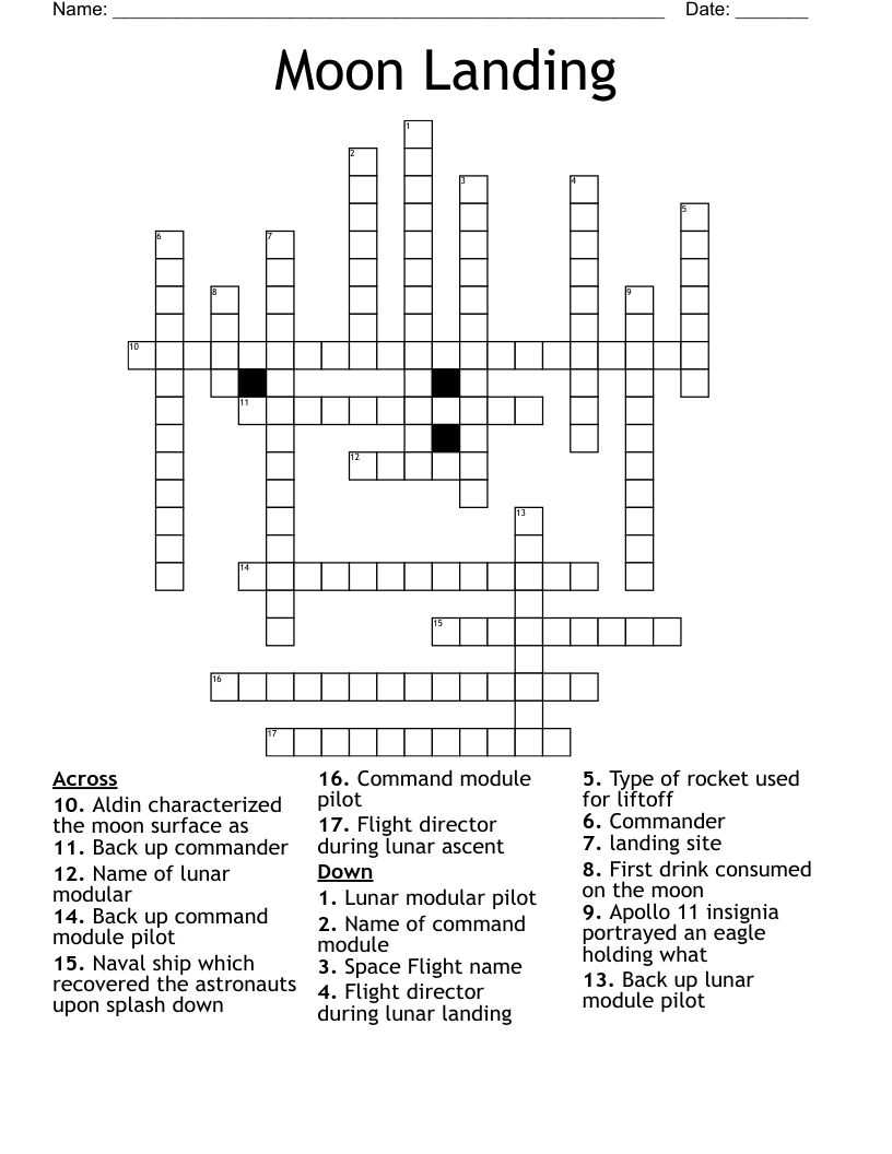 Moon Landing Crossword WordMint Moon Landing Crossword WordMint