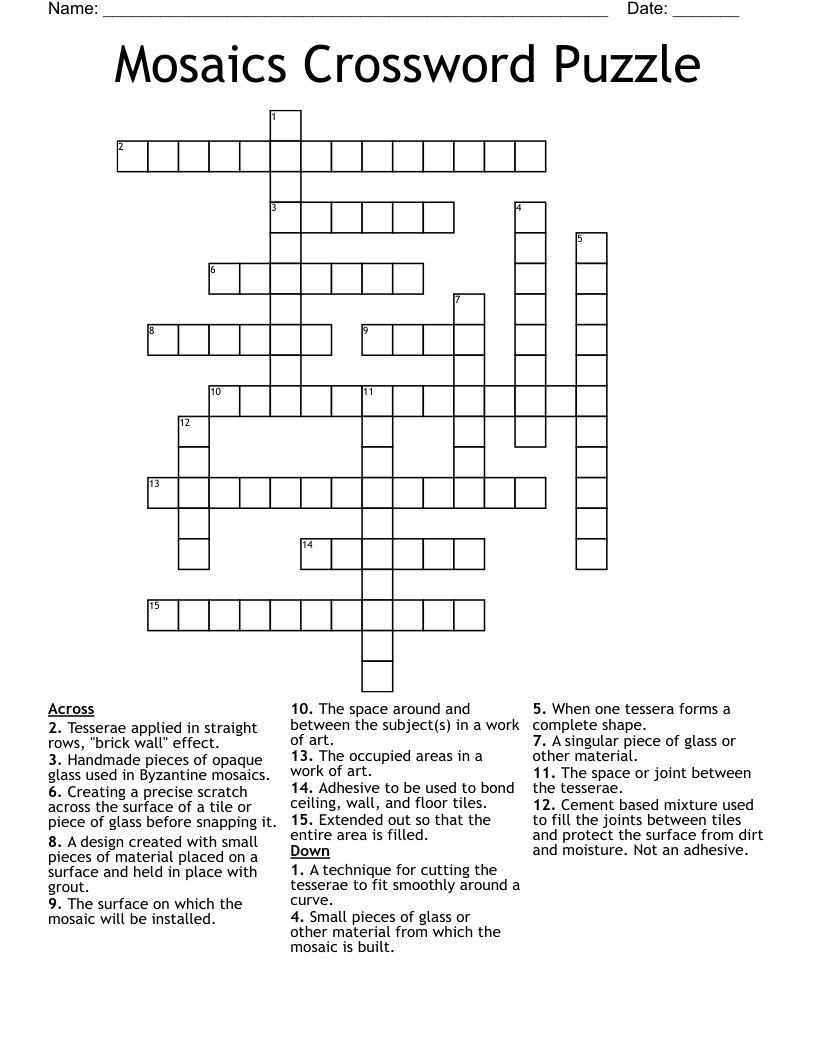 Mosaics Crossword Puzzle WordMint