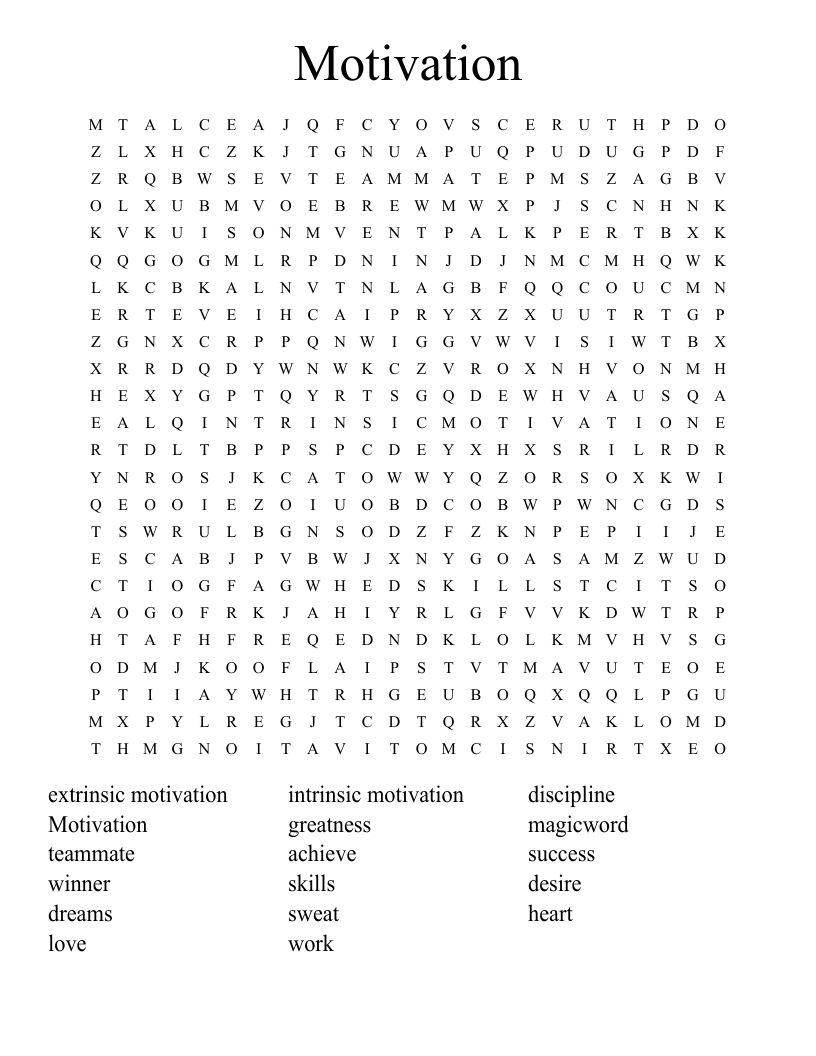 Motivation Word Search WordMint Motivation Word Search WordMint