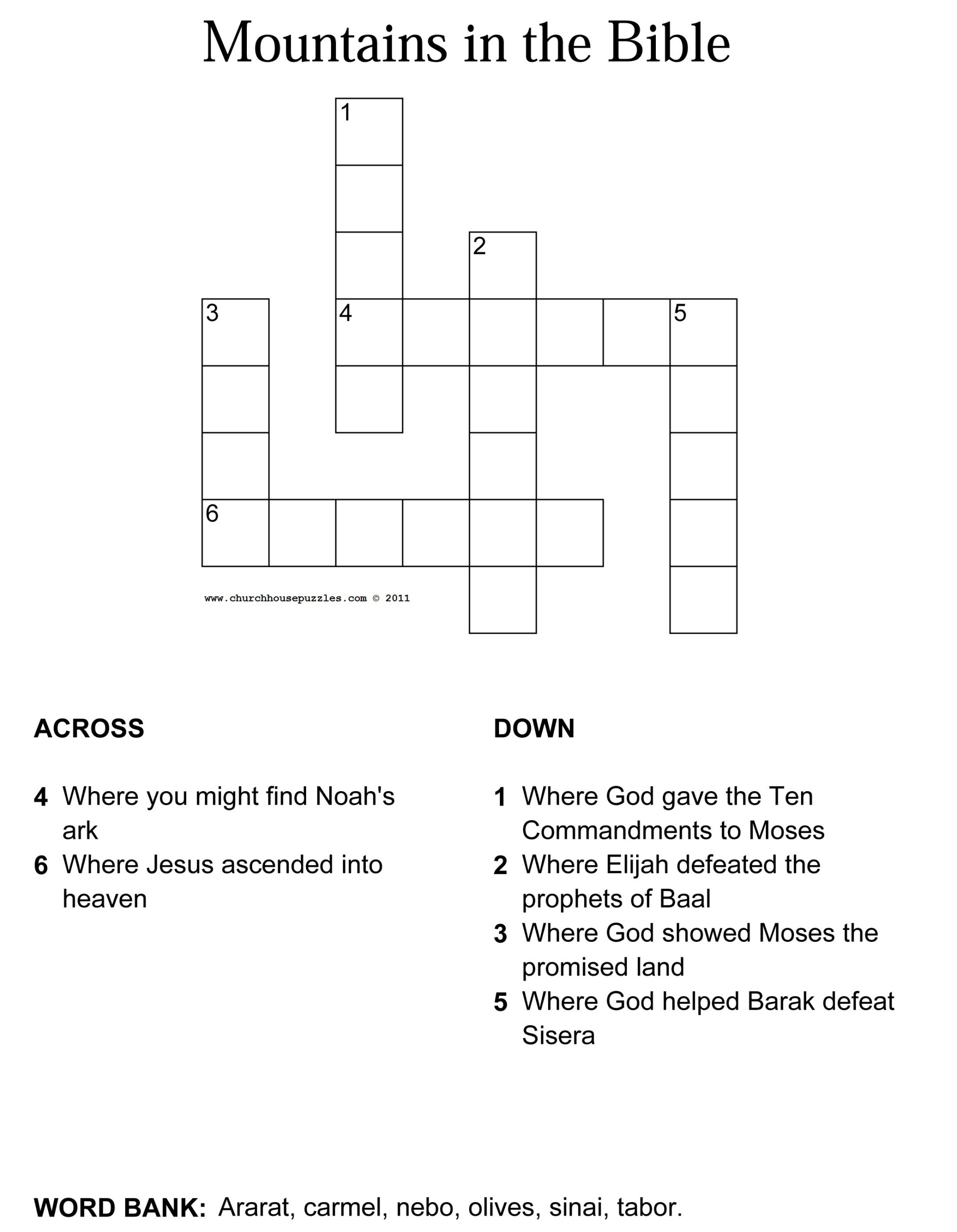 Bible Crossword Puzzle Printable