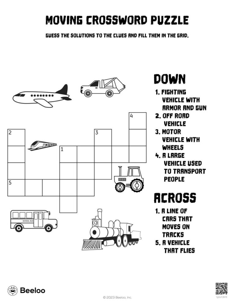 Moving Crossword Puzzle Beeloo Printable Crafts And Activities