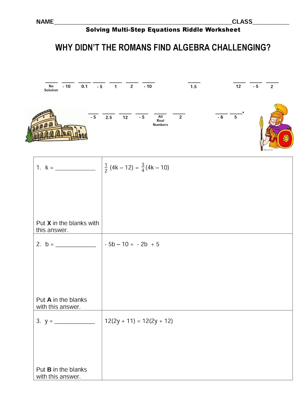 One Step Equation Worksheet Puzzle One Step Equation Worksheet Puzzle