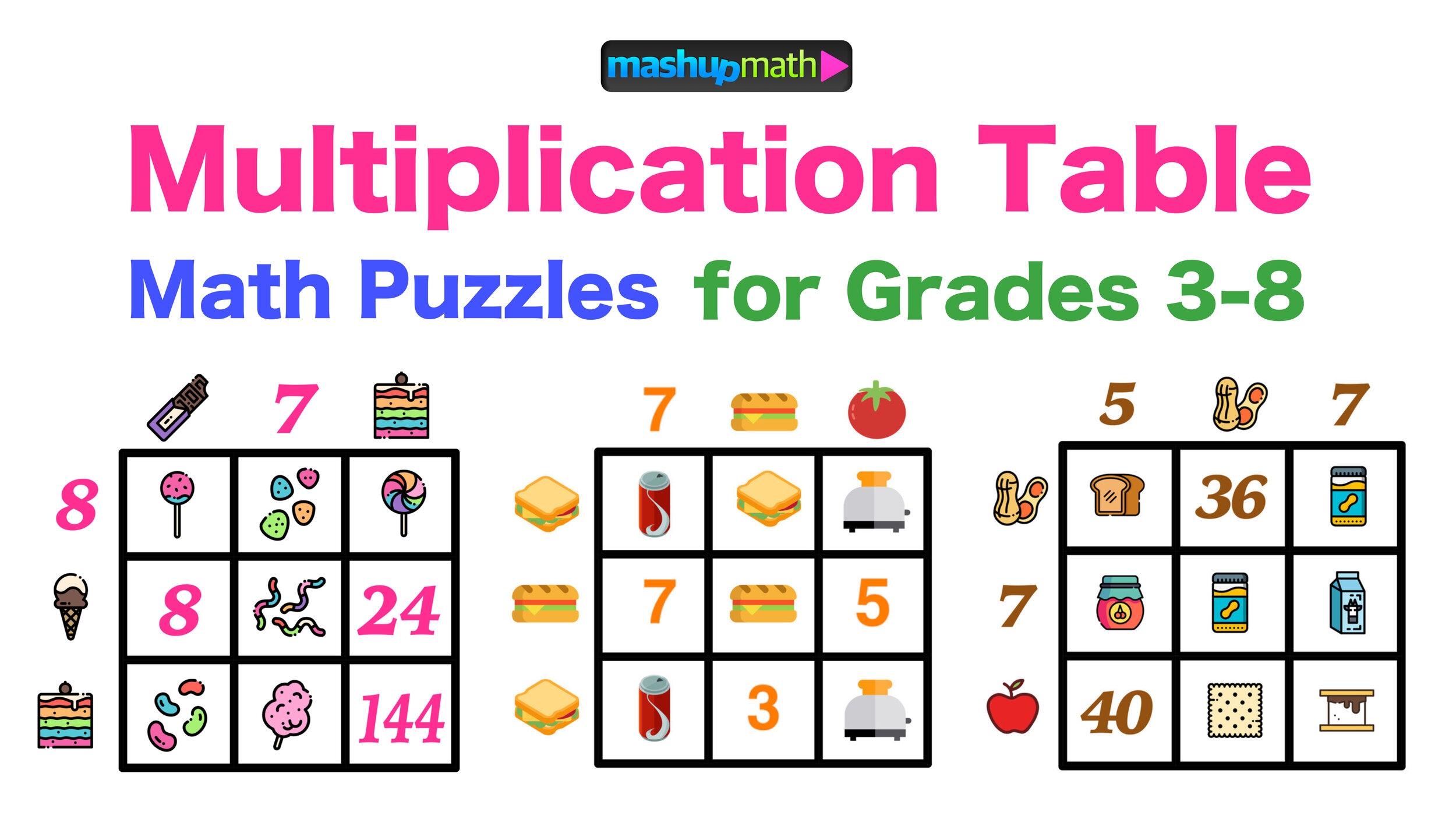 Multiplication Table Worksheets Free Printable Math Puzzles Mashup Math