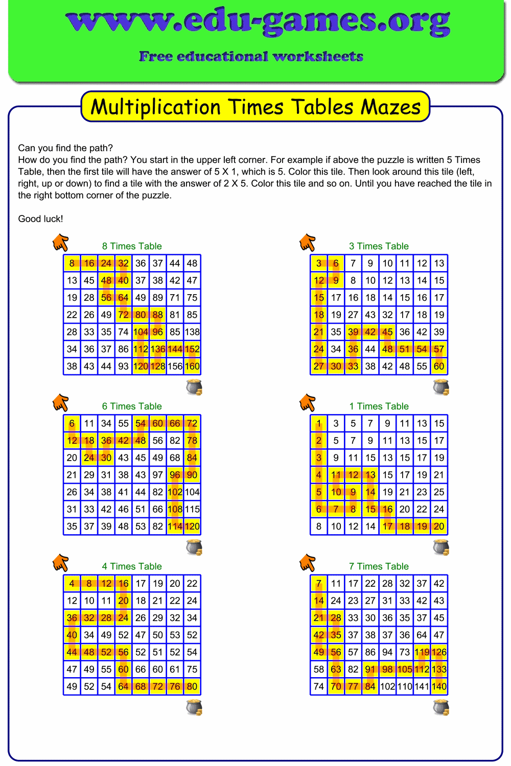 Multiplication Times Table Maze Maker Free Math Worksheets And Templates