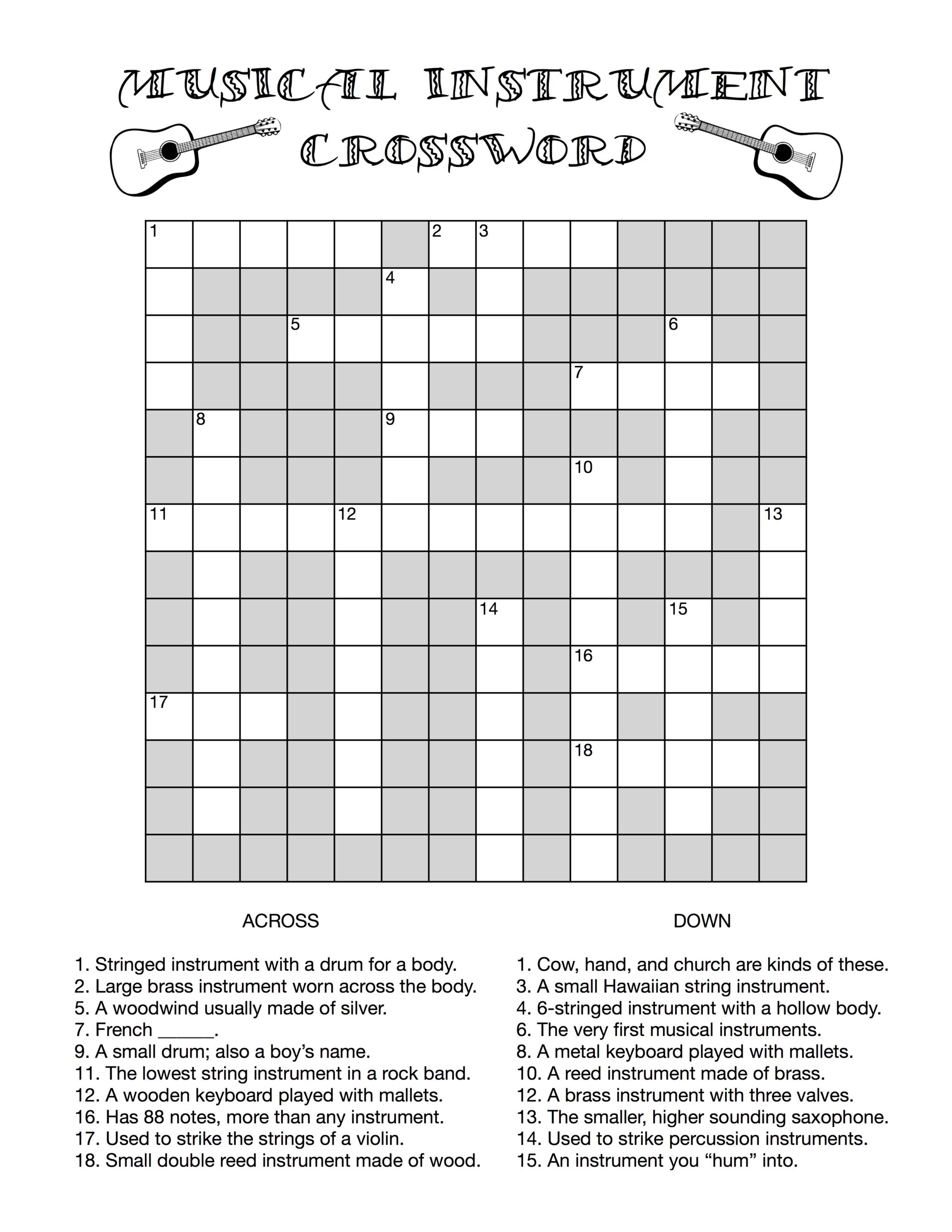 Musical Instrument Crossword