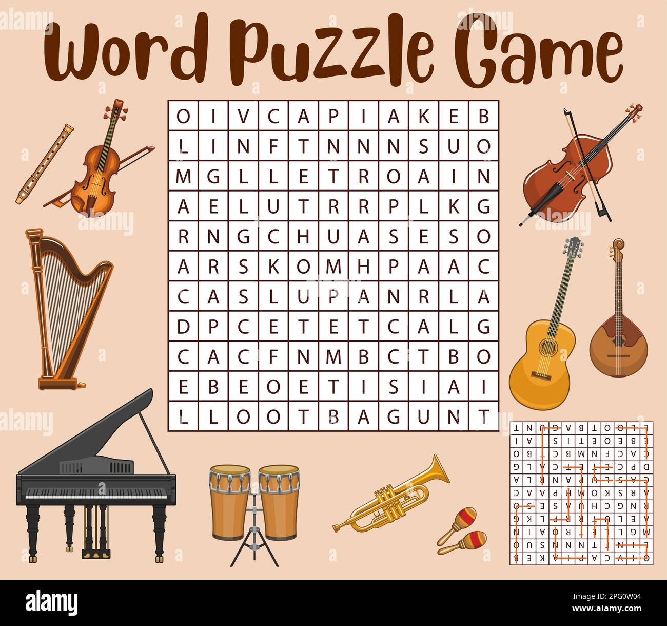 Musical Instruments Crossword Puzzle Worksheet Vector Word Quiz Game Grid Music Education Riddle With Cartoon Guitar Piano Violin And Harp Trumpe Stock Vector Image U0026 Art Alamy