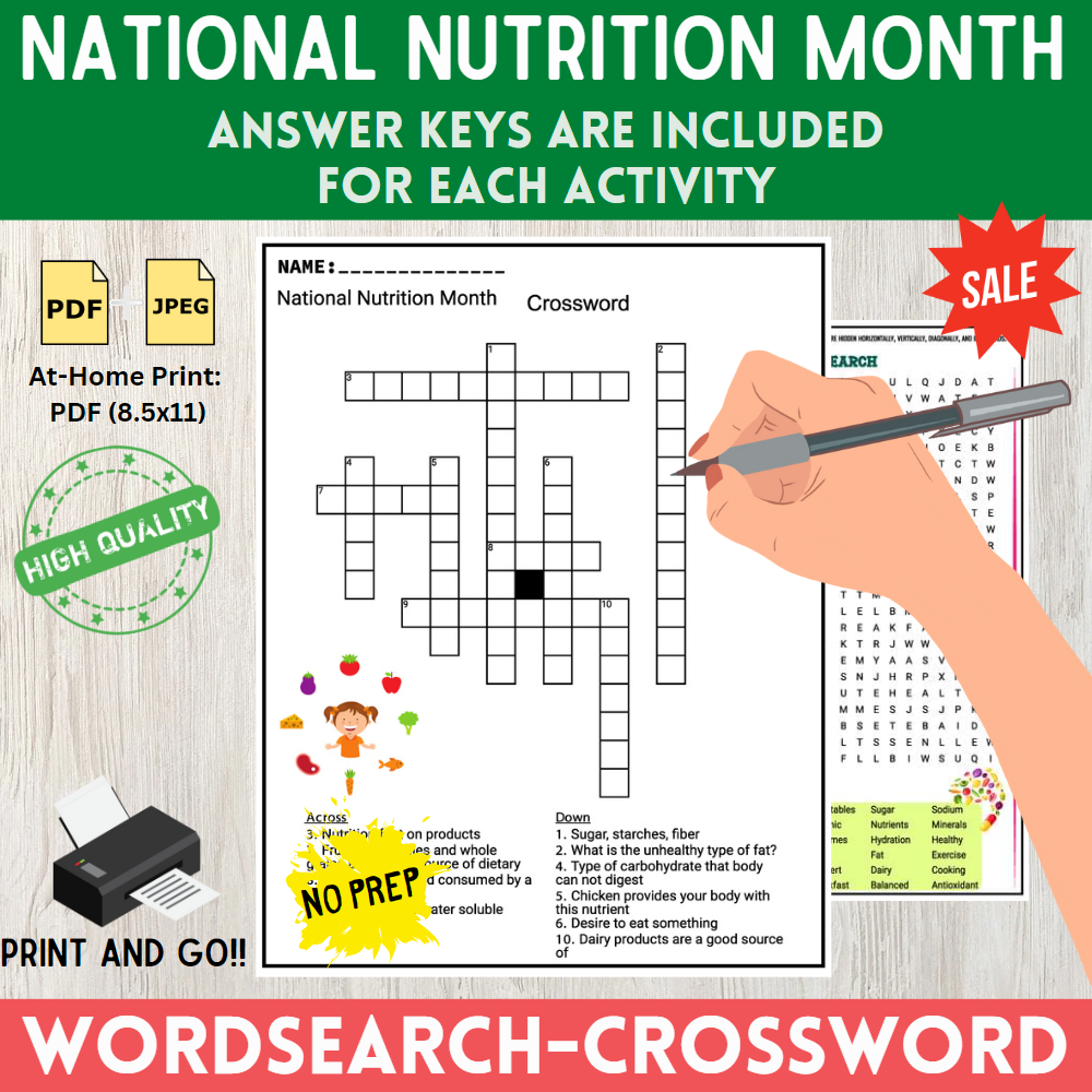 National Nutrition Month Worksheets Word Search And Crossword Puzzle Made By Teachers National Nutrition Month Worksheets Word Search And Crossword Puzzle Made By Teachers