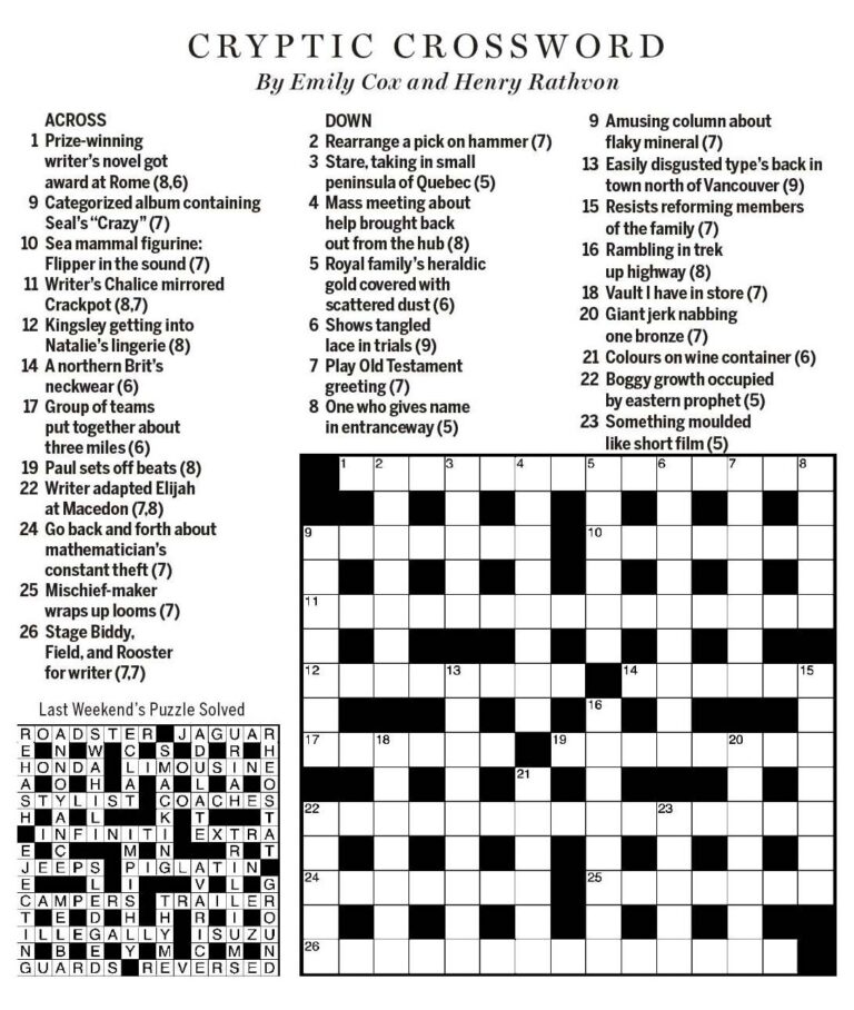 National Post Cryptic Crossword Forum Saturday November 10 2018 It s Giller Time