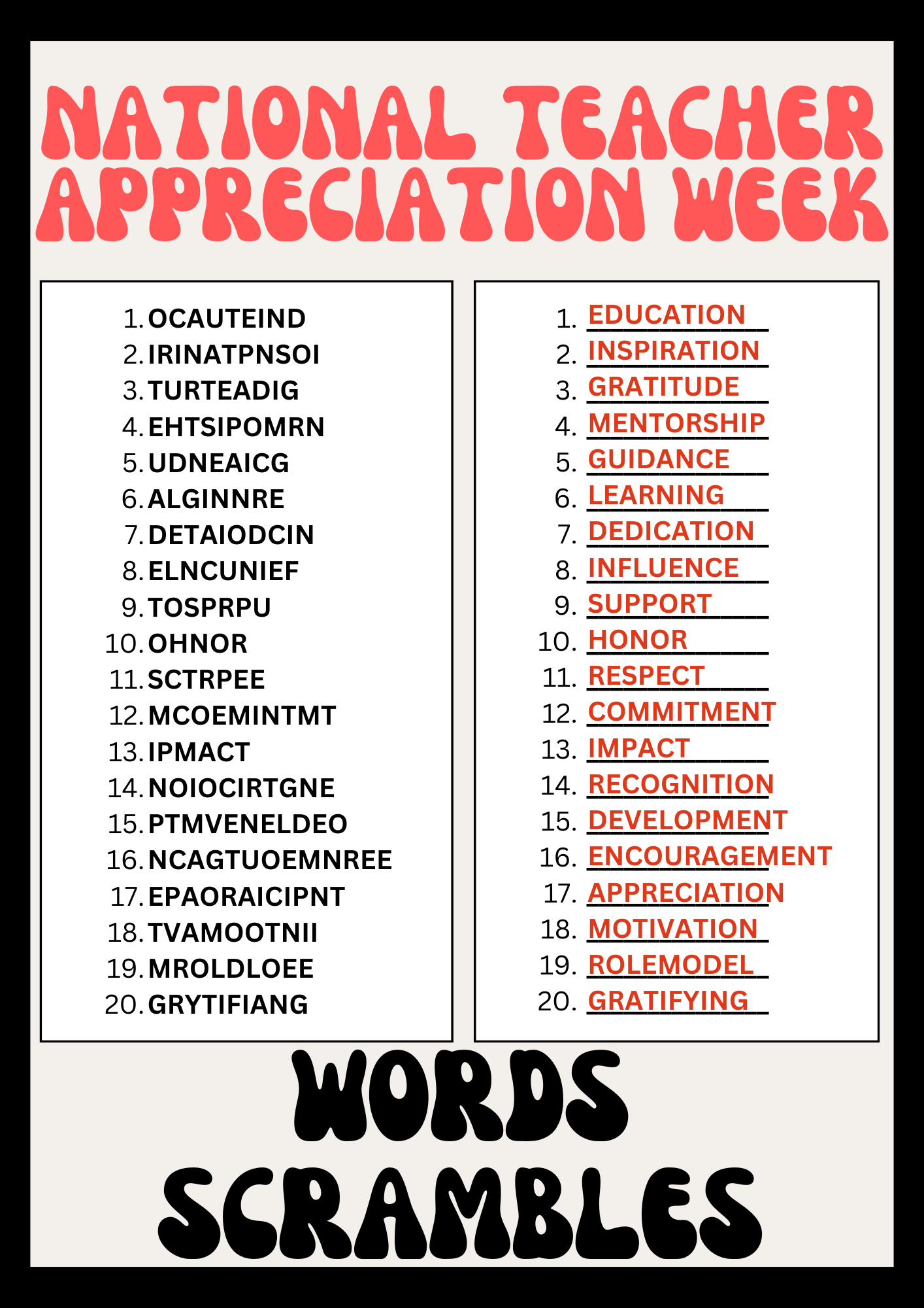 Worksheet Puzzle About Teachers