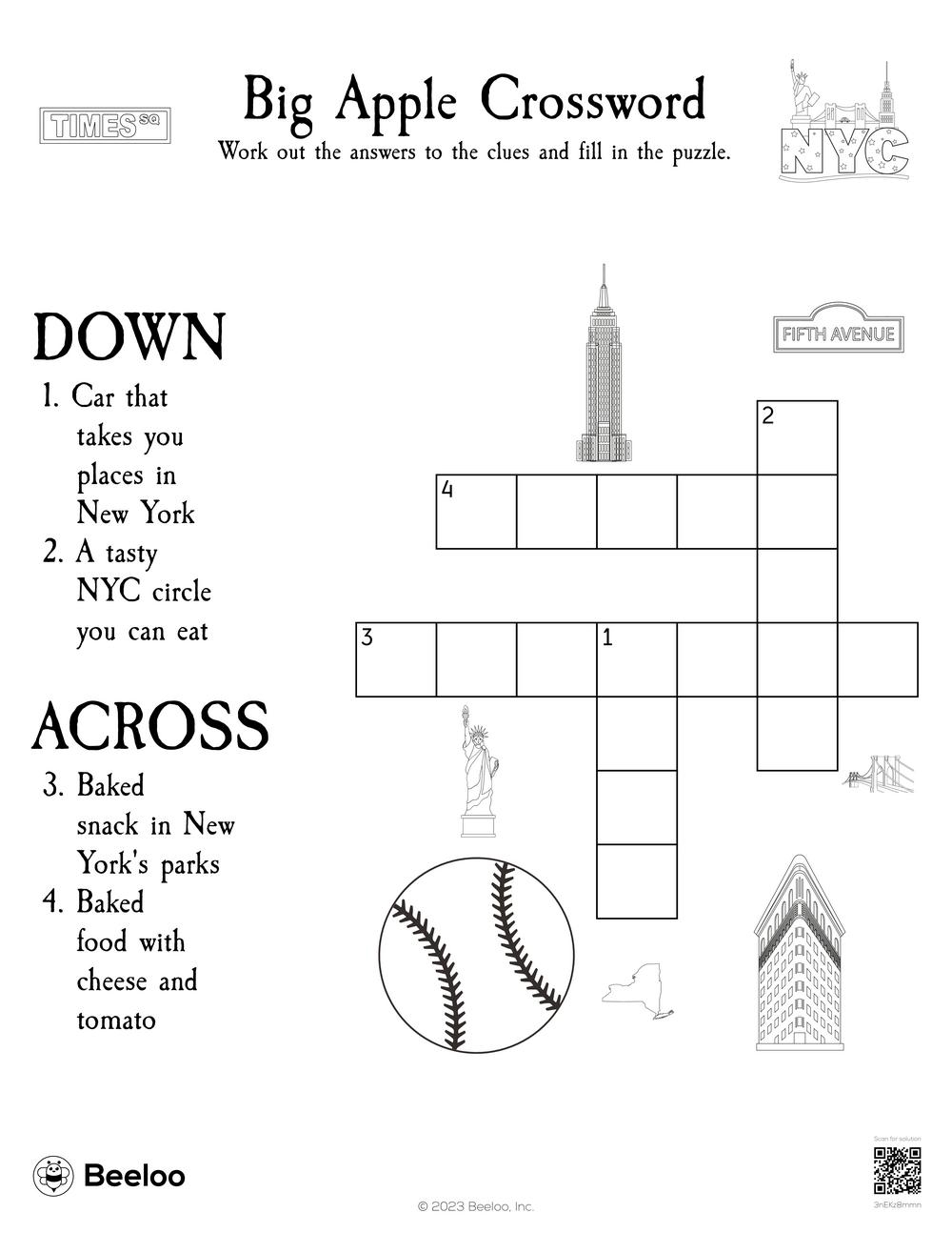 New York City themed Crossword Puzzles Beeloo Printable Crafts And Activities For Kids New York City themed Crossword Puzzles Beeloo Printable Crafts And Activities For Kids