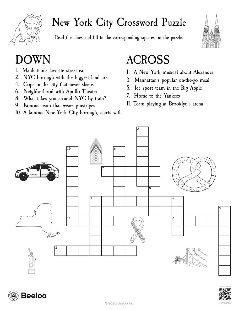 New York City themed Crossword Puzzles Beeloo Printable Crafts And Activities For Kids New York City themed Crossword Puzzles Beeloo Printable Crafts And Activities For Kids