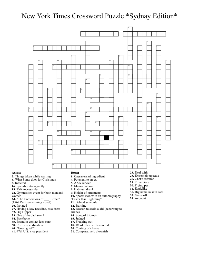 New York Times Printable Crossword Puzzles