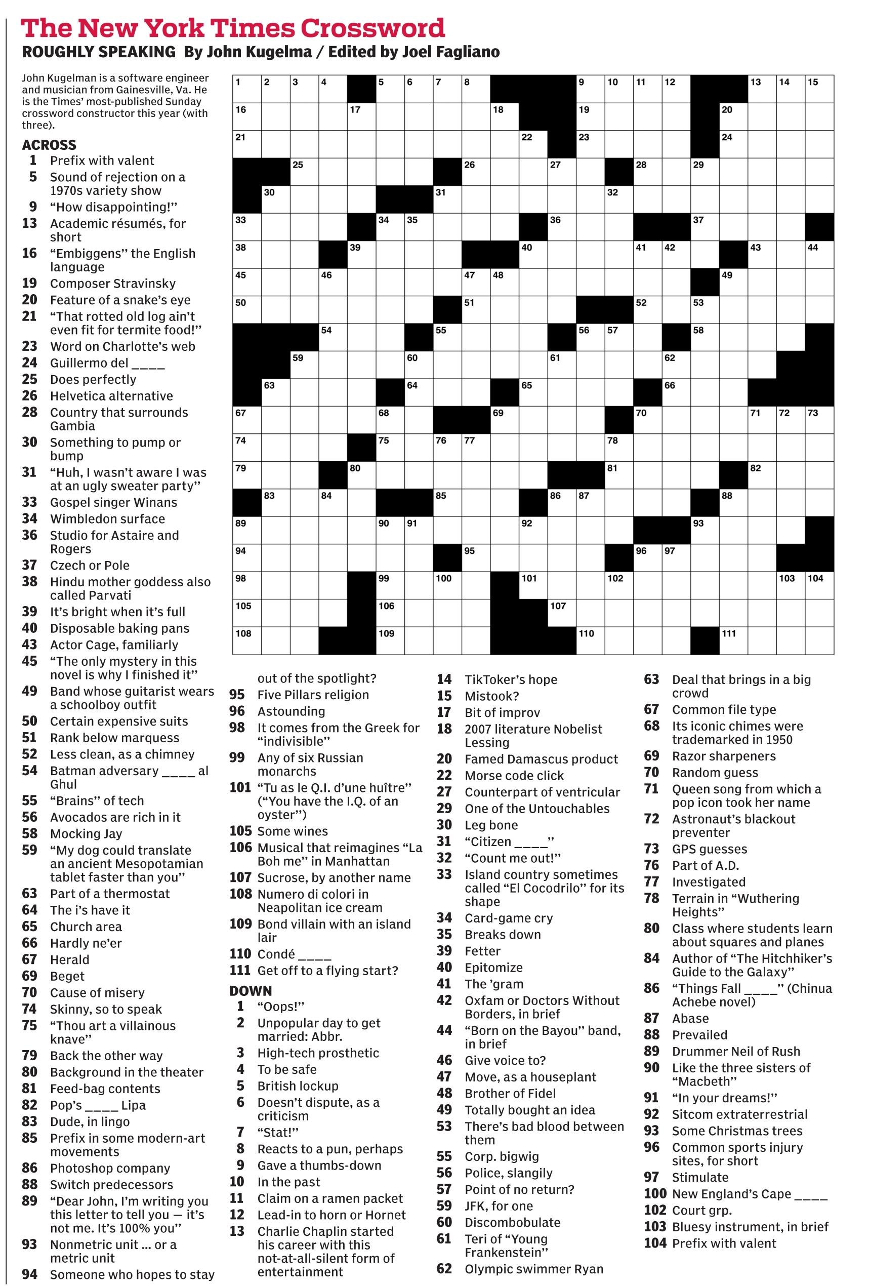 New York Times Daily Crossword Puzzles New York Times Daily Crossword Puzzles