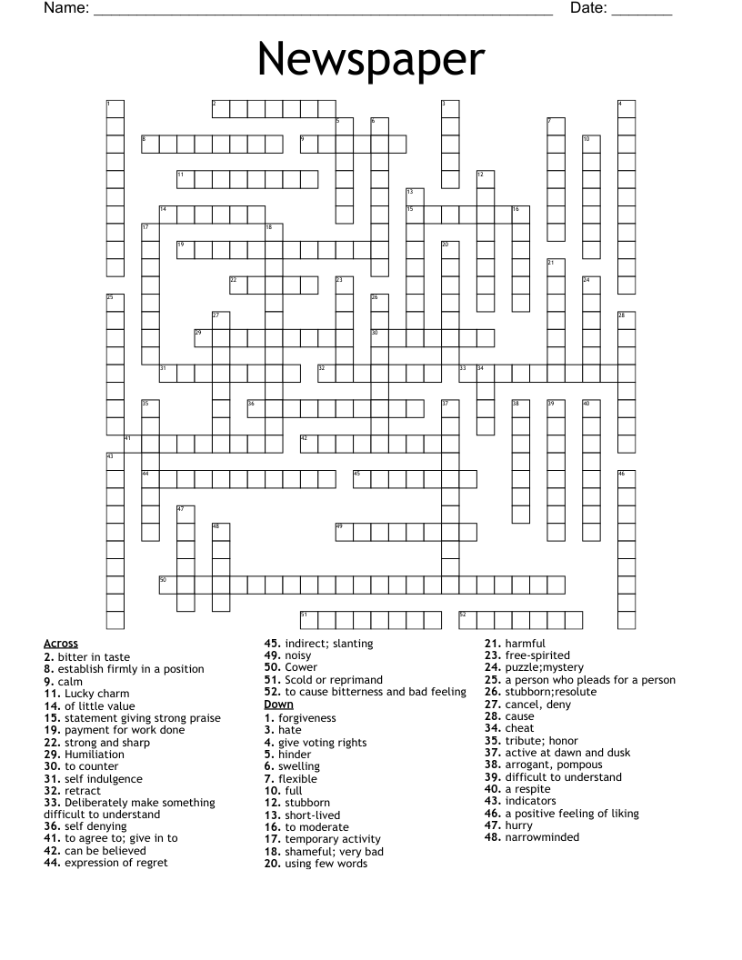 Newspaper Crossword WordMint