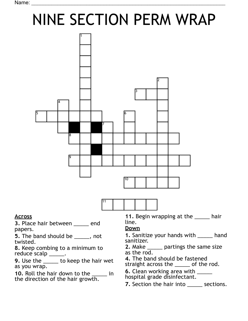 NINE SECTION PERM WRAP Crossword WordMint