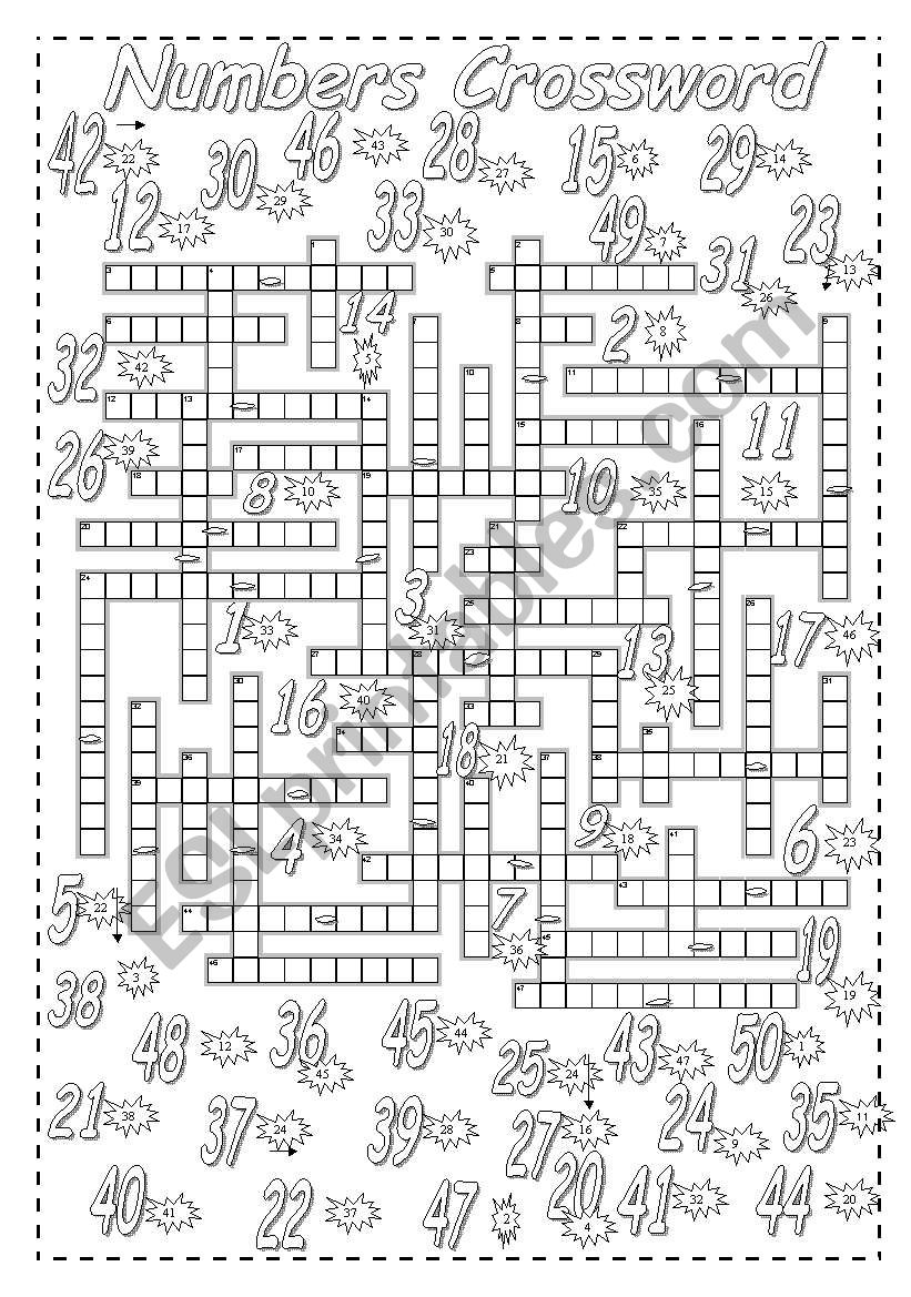 Numbers Crossword Part I ESL Worksheet By Alyona C Numbers Crossword Part I ESL Worksheet By Alyona C