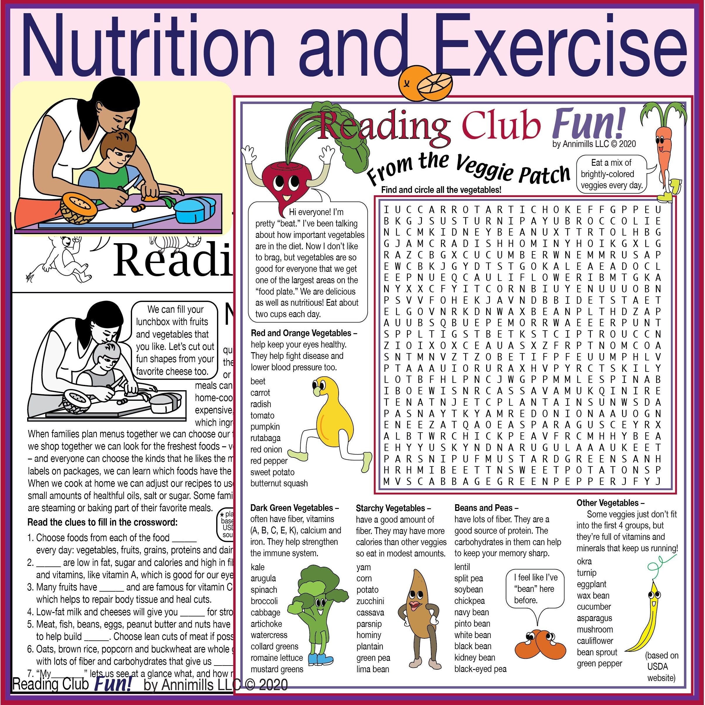 Nutrition And Exercise Printable Puzzles Healthy Eating Cooking Exercising Educational Games Etsy