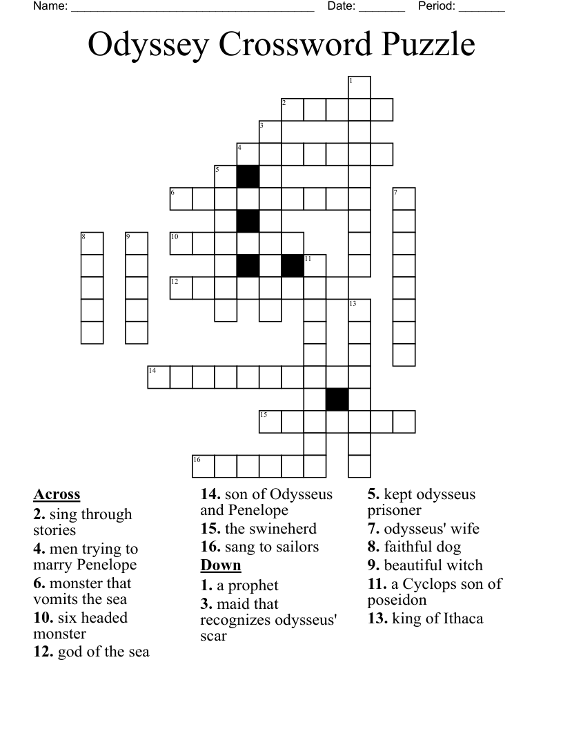Odyssey Crossword Puzzle WordMint