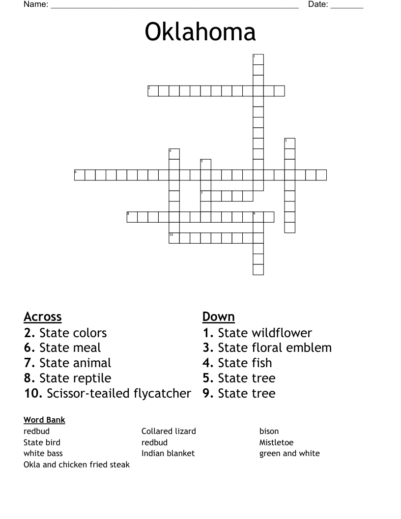 Oklahoma Crossword WordMint