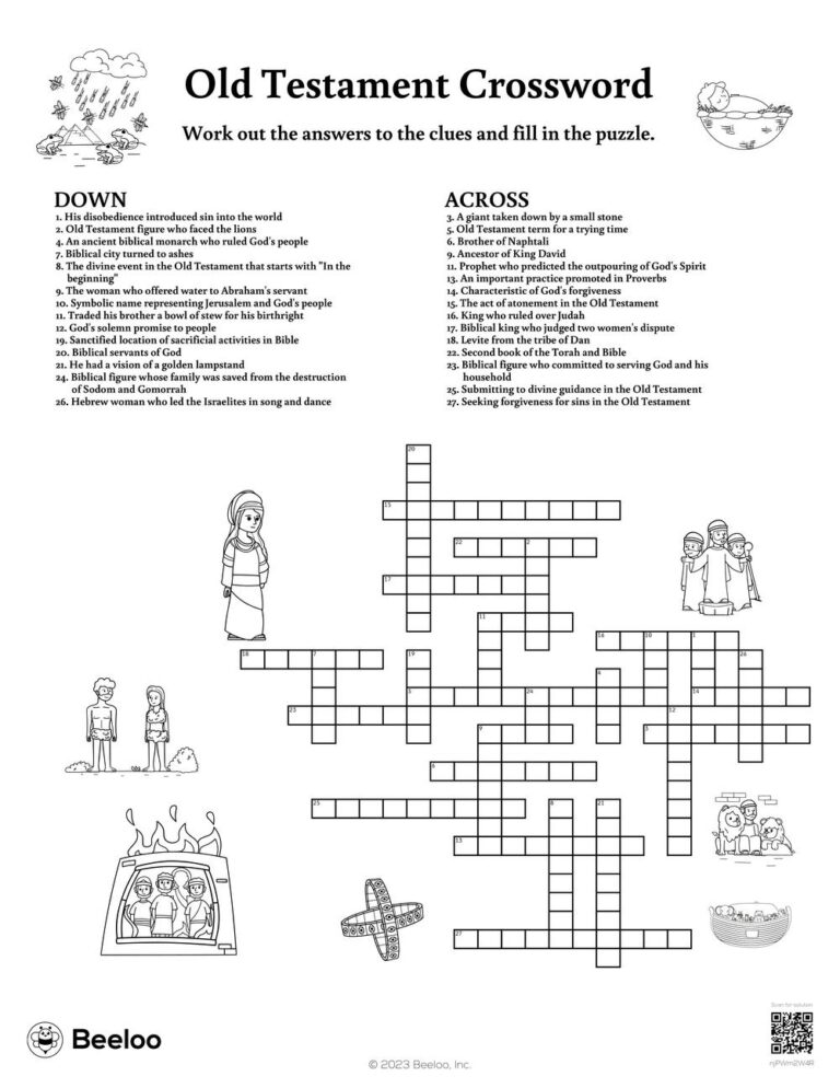 Old Testament Crossword Beeloo Printable Crafts And Activities For Kids