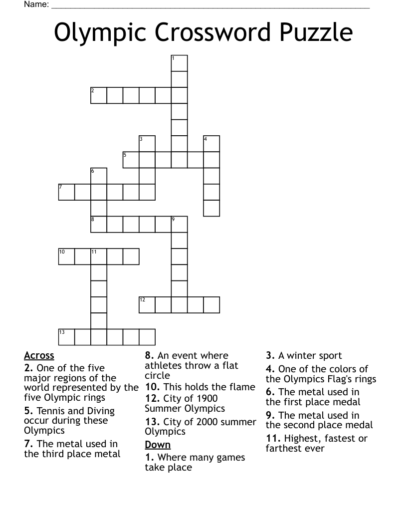 Olympic Crossword Puzzle WordMint Olympic Crossword Puzzle WordMint