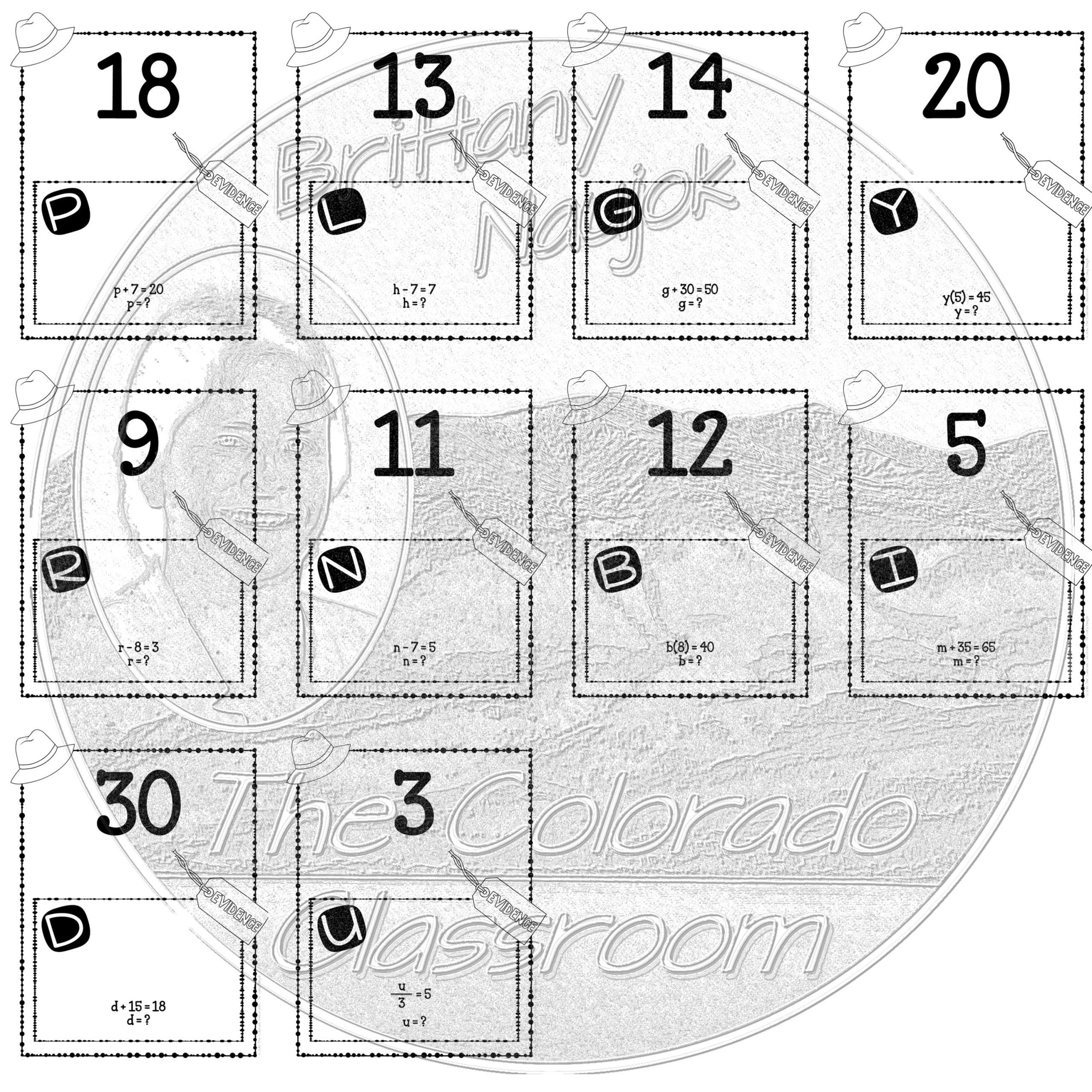 One Step Equations Line Puzzle Worksheet