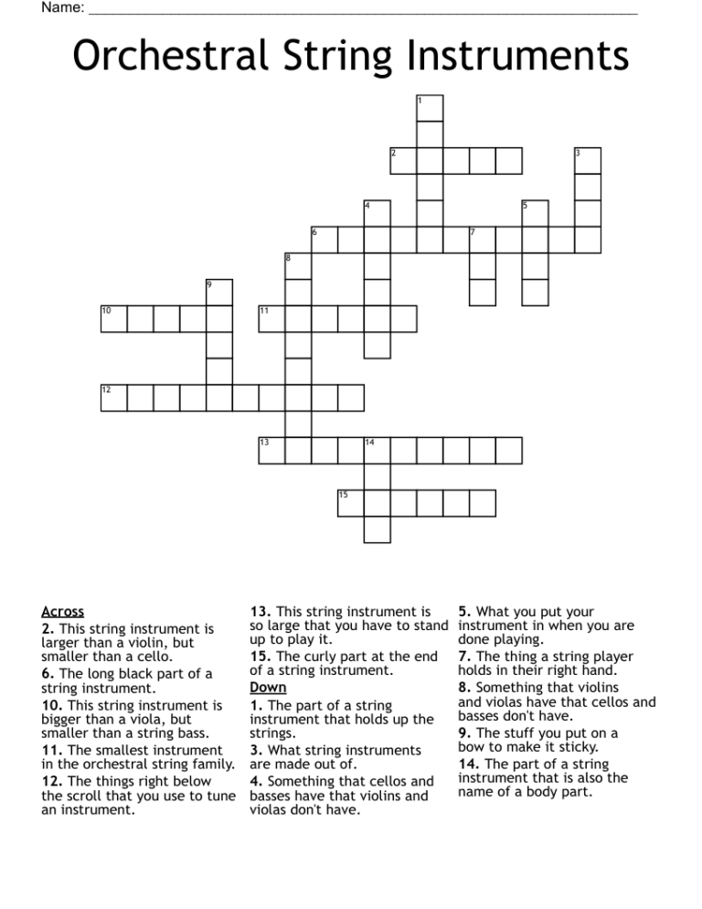 Orchestral String Instruments Crossword WordMint