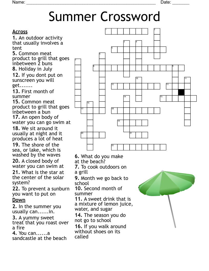 Outdoor Activities Crossword WordMint Outdoor Activities Crossword WordMint