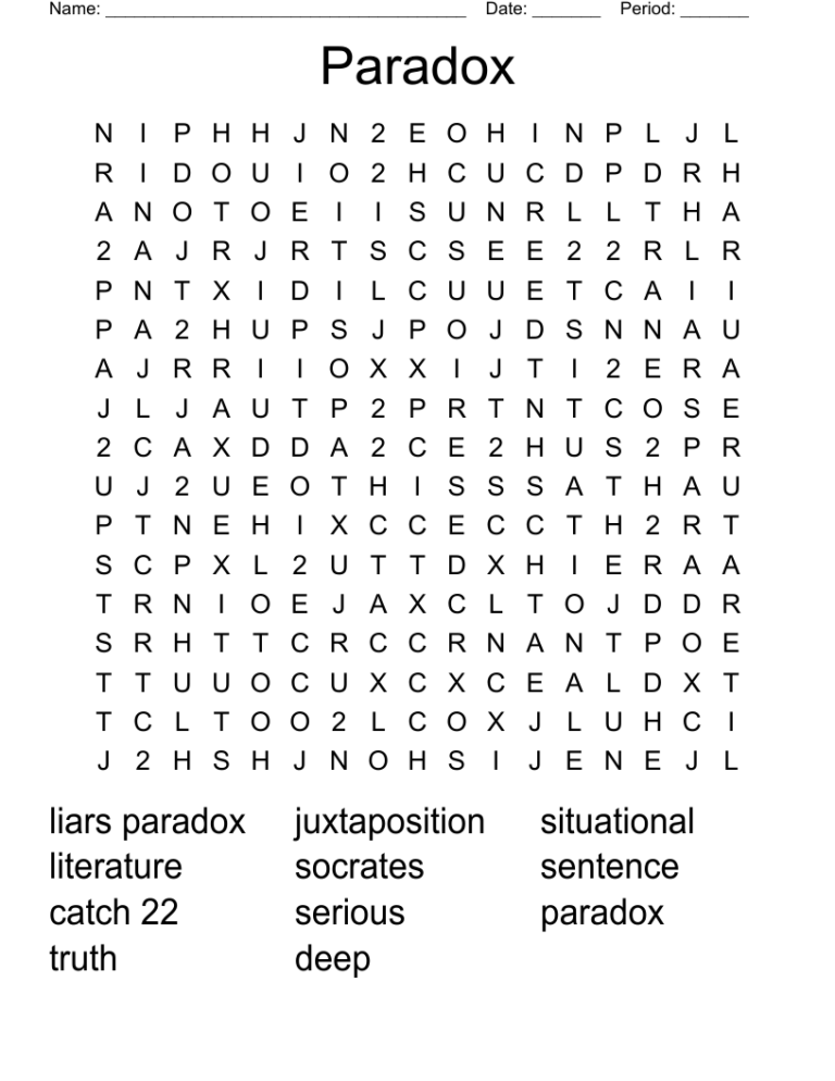 Paradox Word Search WordMint