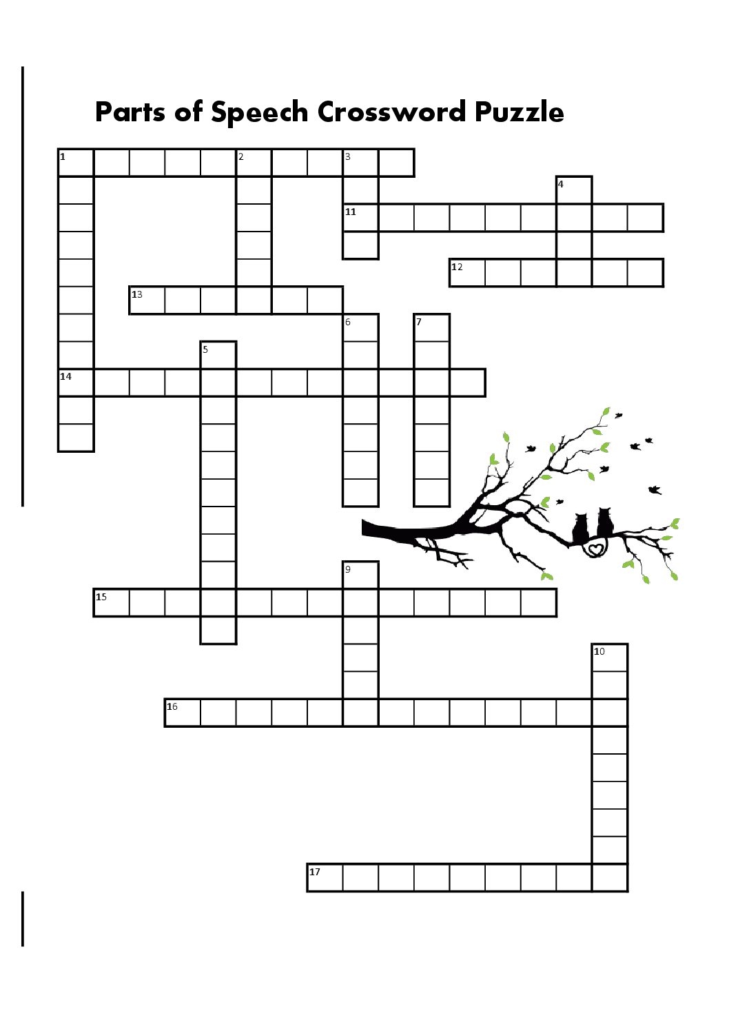 Parts Of Speech Crossword Puzzle