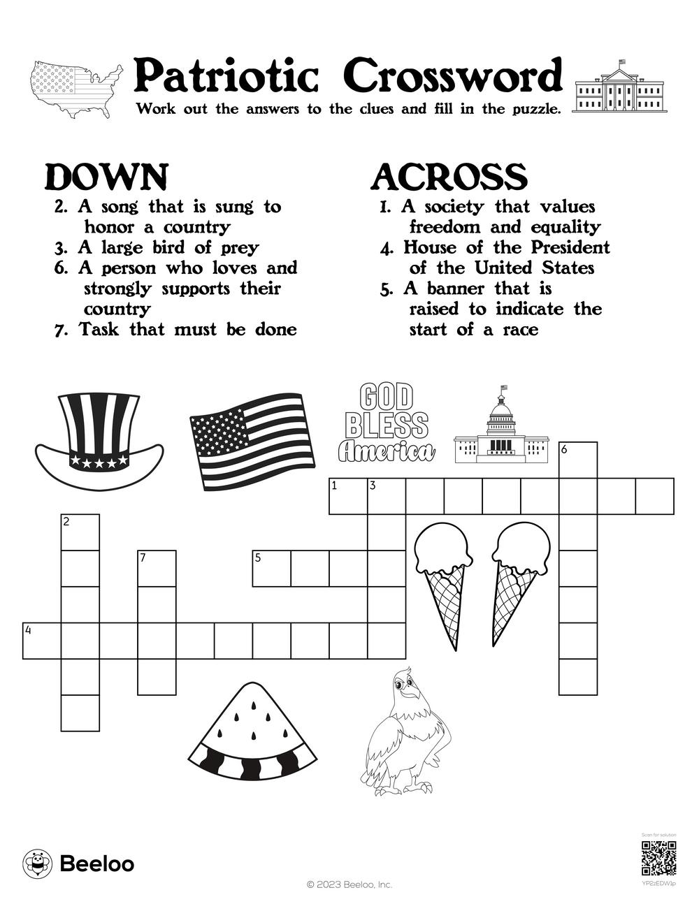 Patriotic Crossword Beeloo Printable Crafts And Activities For Kids Patriotic Crossword Beeloo Printable Crafts And Activities For Kids