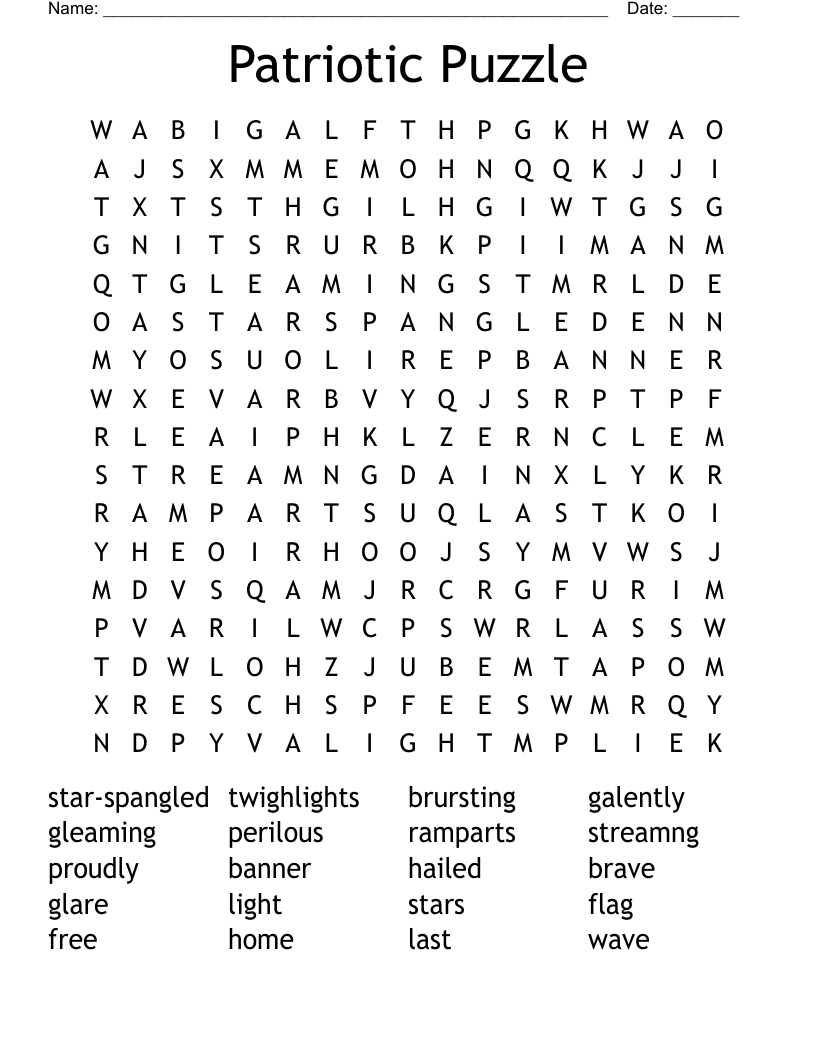 Patriotic Puzzle Word Search WordMint Patriotic Puzzle Word Search WordMint