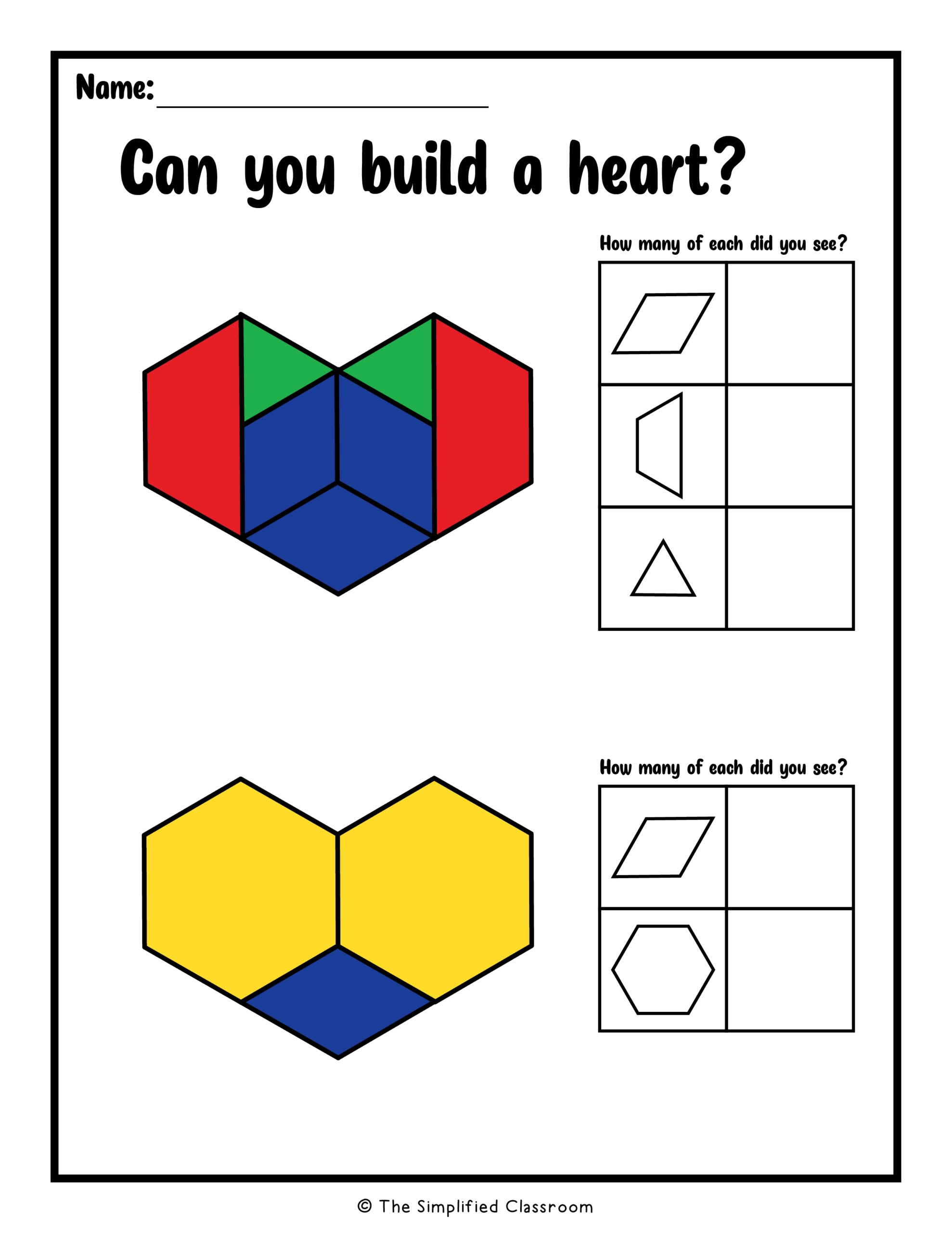 Pattern Block Shapes Worksheets The Simplified Classroom