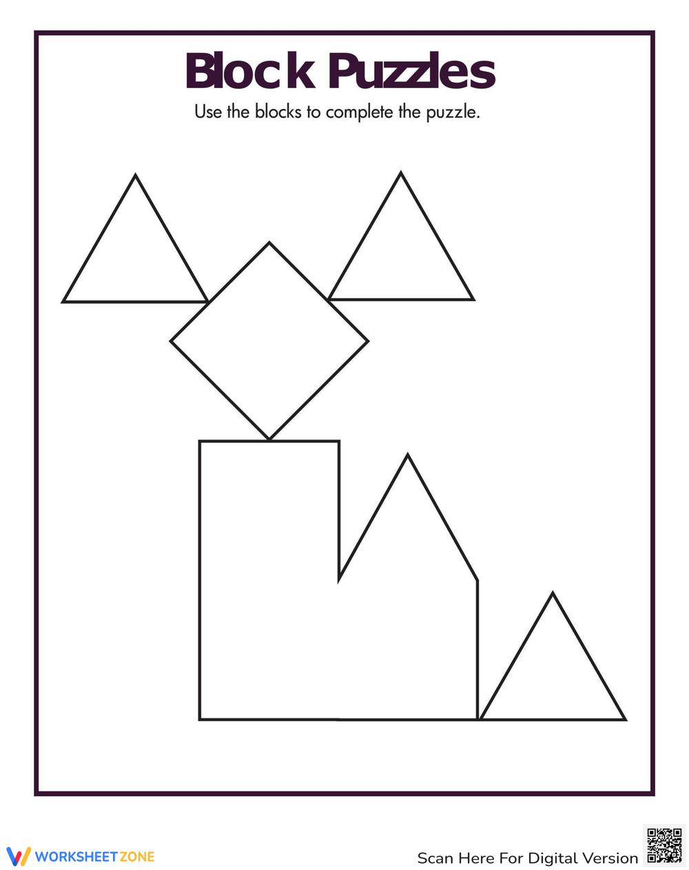 Pattern Blocks Shape Puzzles Worksheet