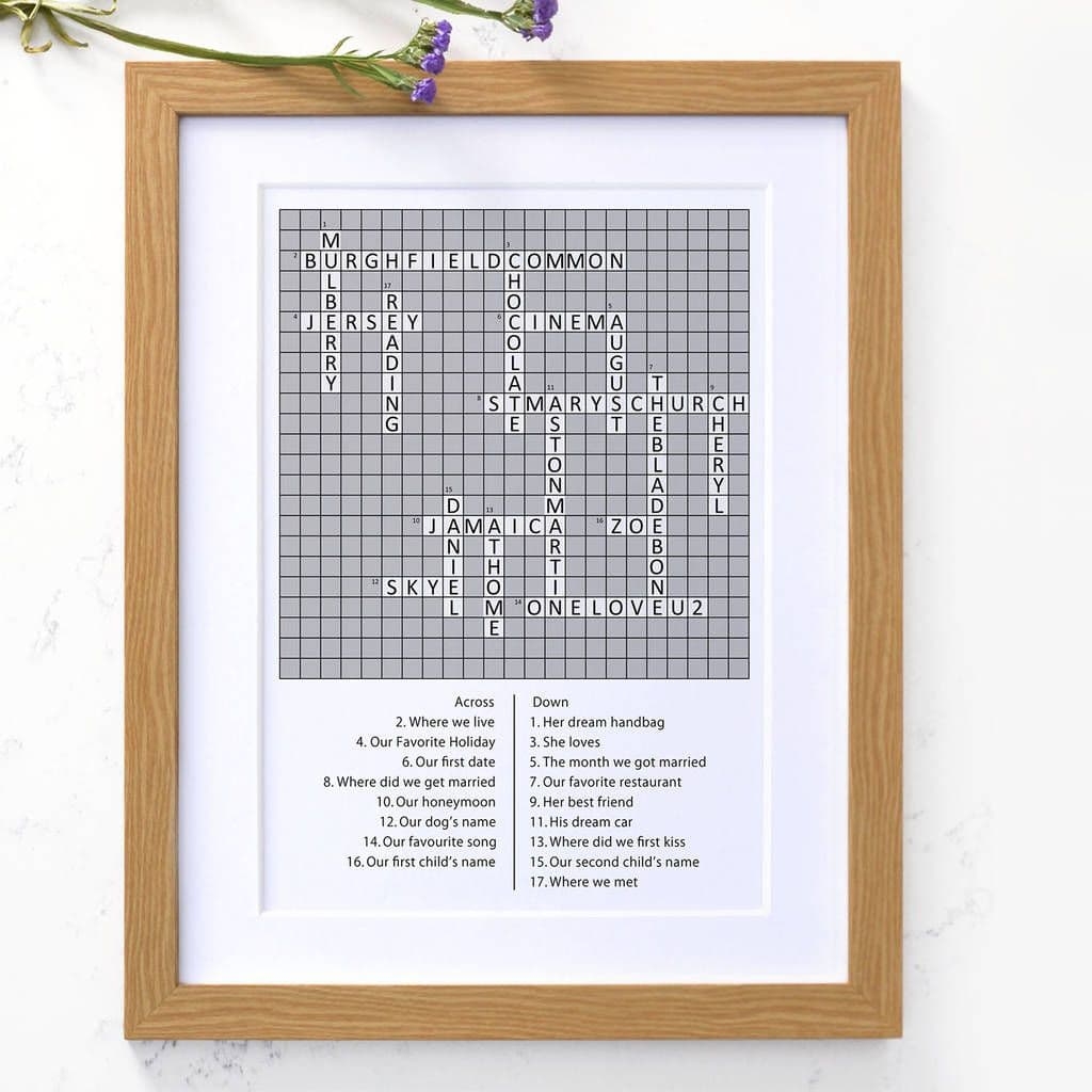 Personalised Crossword Puzzle Artwork