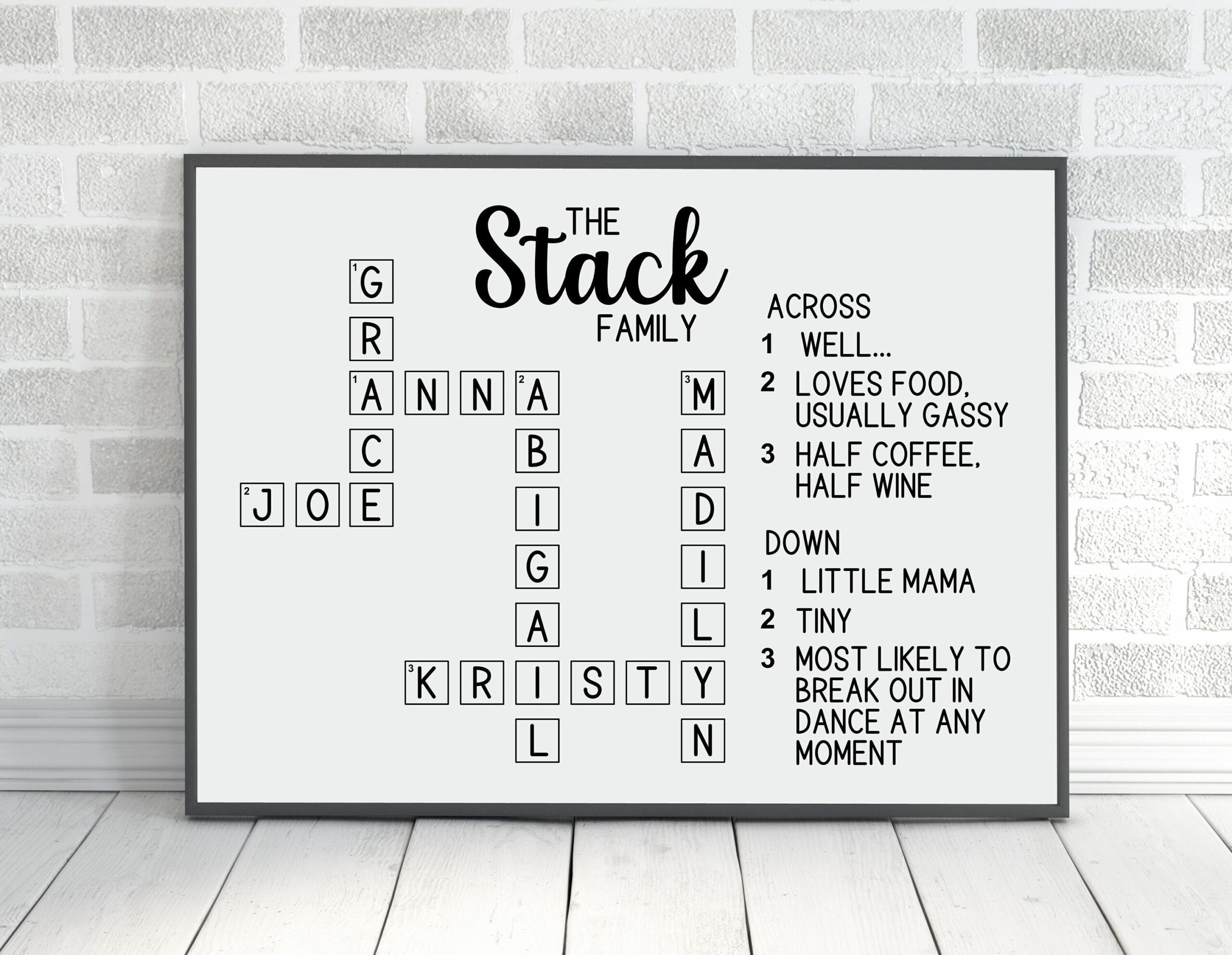 Personalized Family Crossword Puzzle Custom Family Name Sign Personalized Family Crossword Puzzle Custom Family Name Sign