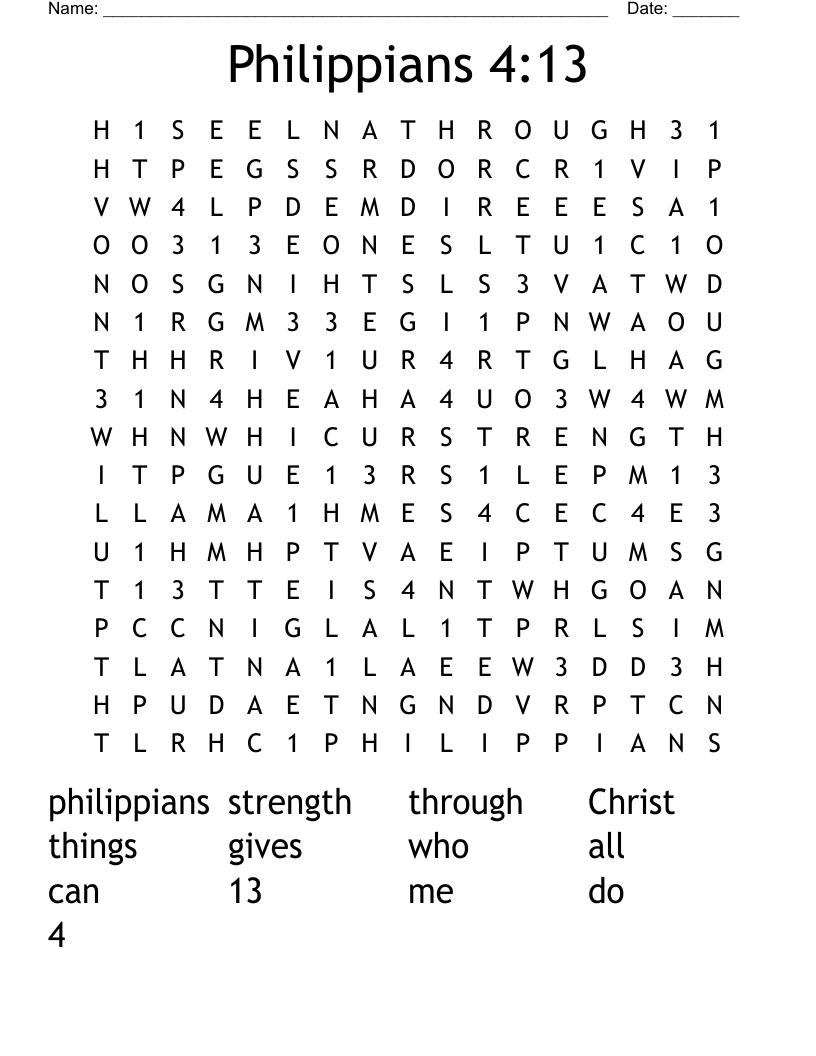 Philippians 4 13 Word Search WordMint