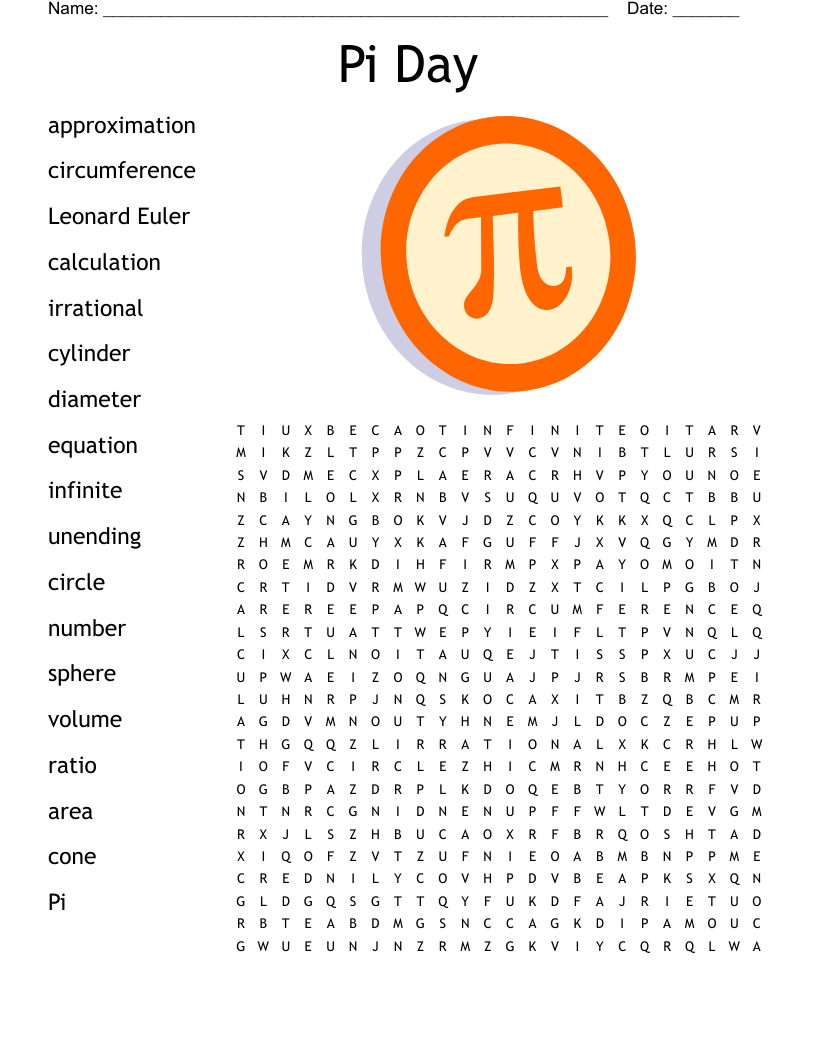 Pi Day Crossword Puzzle Printable Pi Day Crossword Puzzle Printable