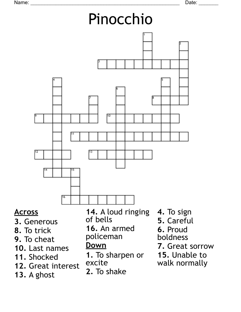 Pinocchio Crossword WordMint