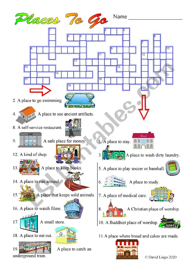 Places To Go Crossword Puzzle With Key And Additional Activity Places To Go Crossword Puzzle With Key And Additional Activity