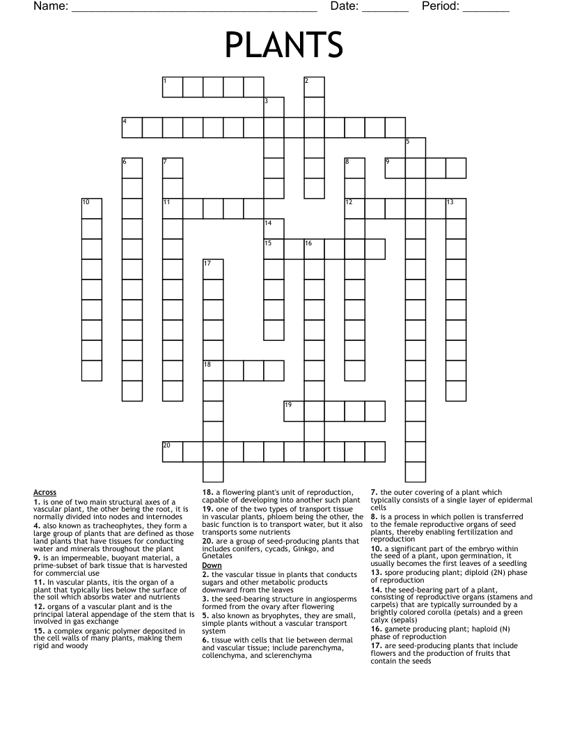 PLANTS Crossword WordMint