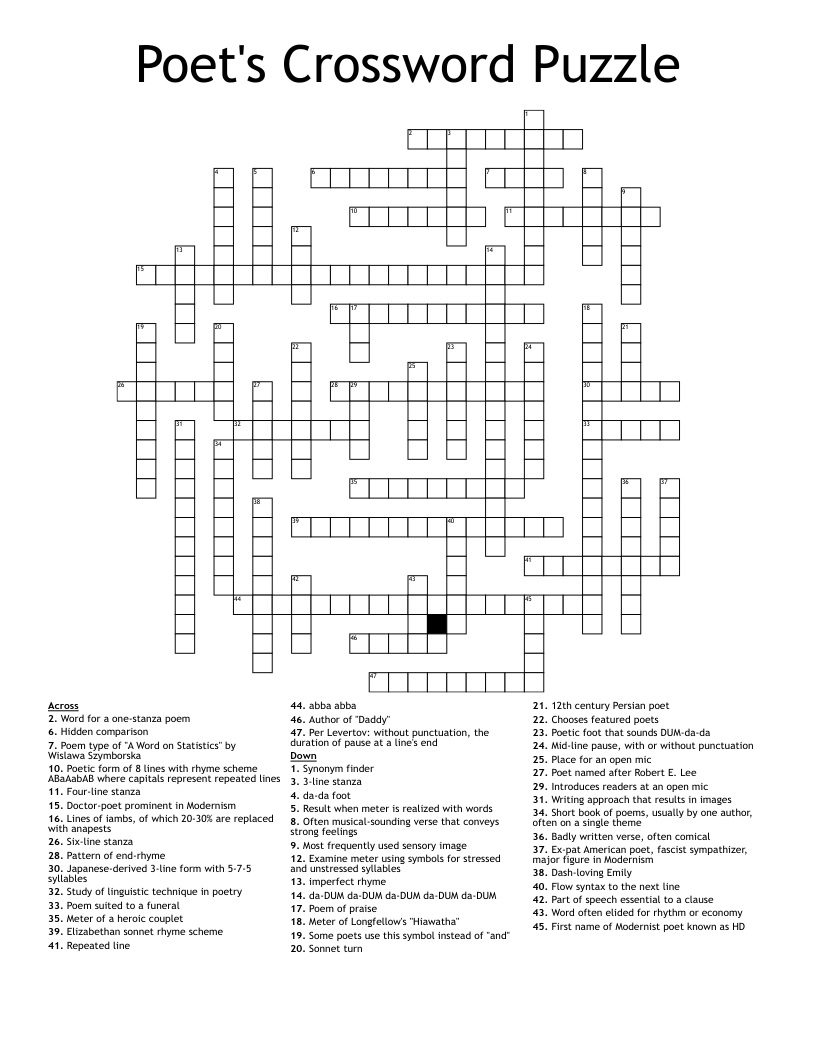 Poet Angelou Crossword Puzzle Clue