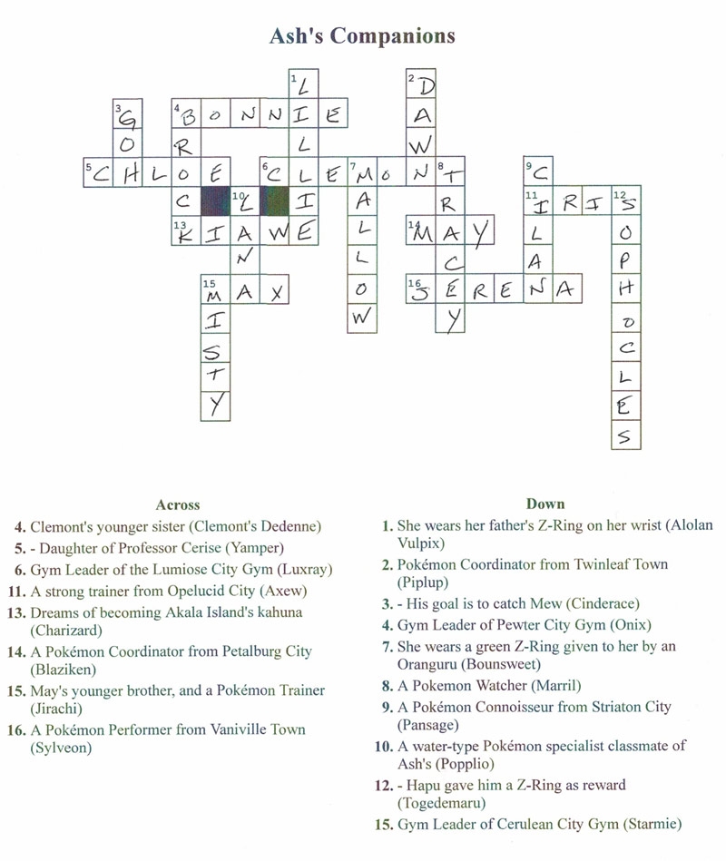 Pojo Book Crossword Answers Pojo