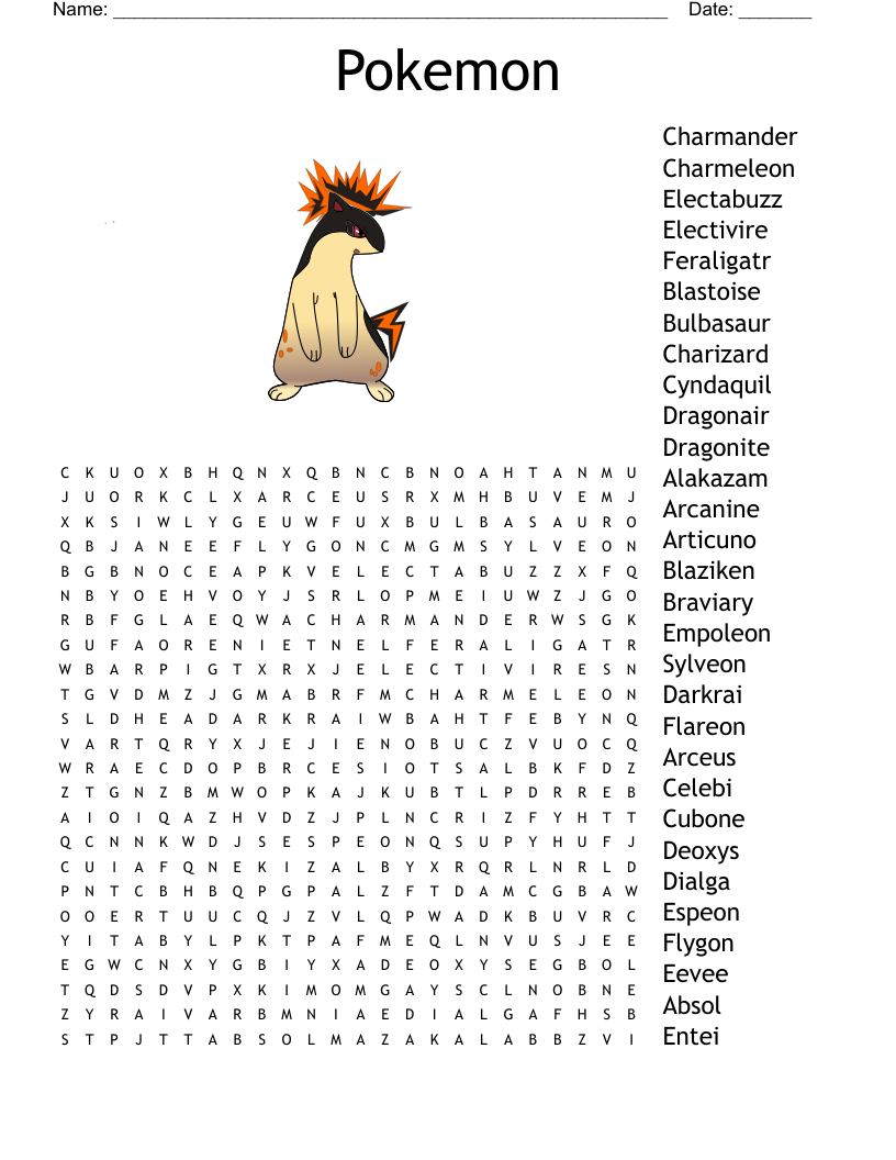 Pokemon Crossword Puzzles Printable Pokemon Crossword Puzzles Printable