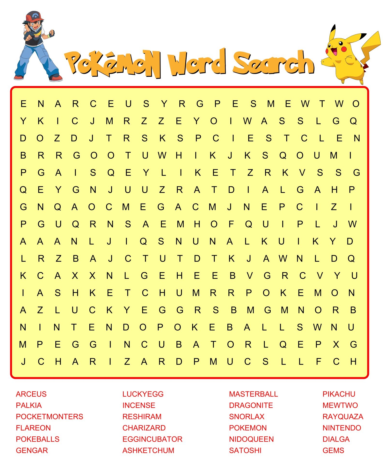 Pokemon Word Search Worksheets Library Pokemon Word Search Worksheets Library