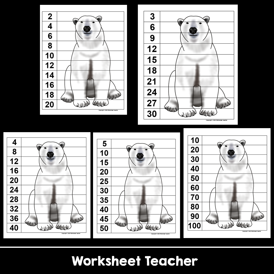 Polar Bear Counting By 2 3 4 5 U0026 10 Bu0026W Puzzles Made By Teachers Polar Bear Counting By 2 3 4 5 U0026 10 Bu0026W Puzzles Made By Teachers