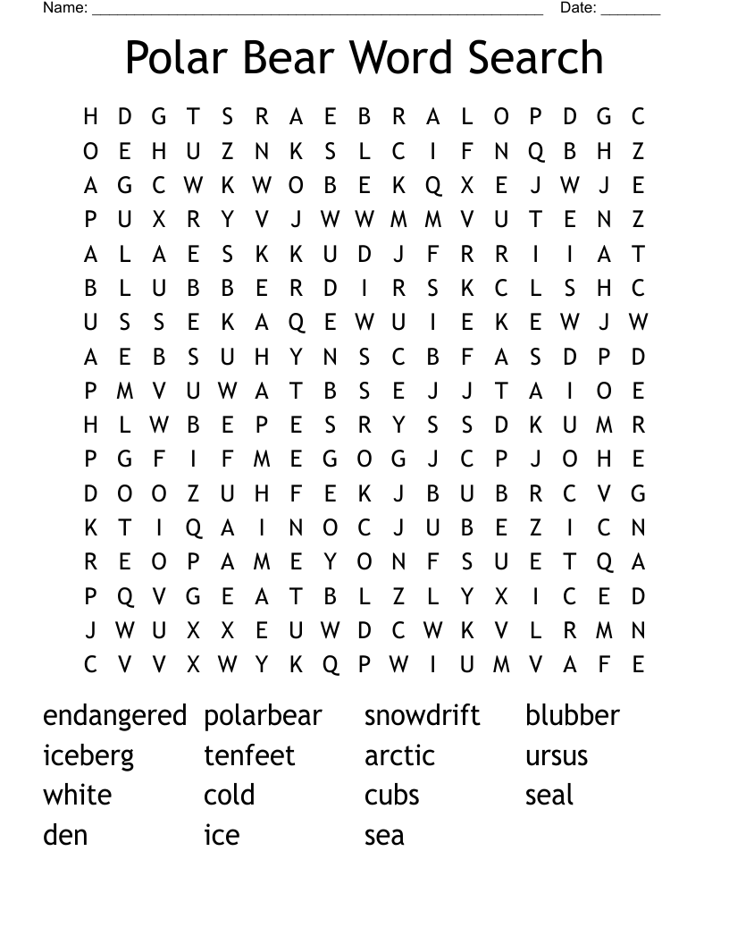 Polar Bear Crossword Puzzle Printable Polar Bear Crossword Puzzle Printable